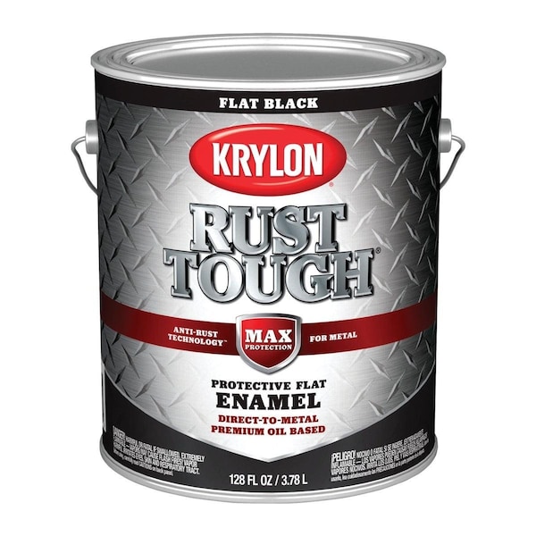 Krylon Rust Tough Oil-Based Flat Rust Control Enamel, Black, 1 Gal. K09731008 - main